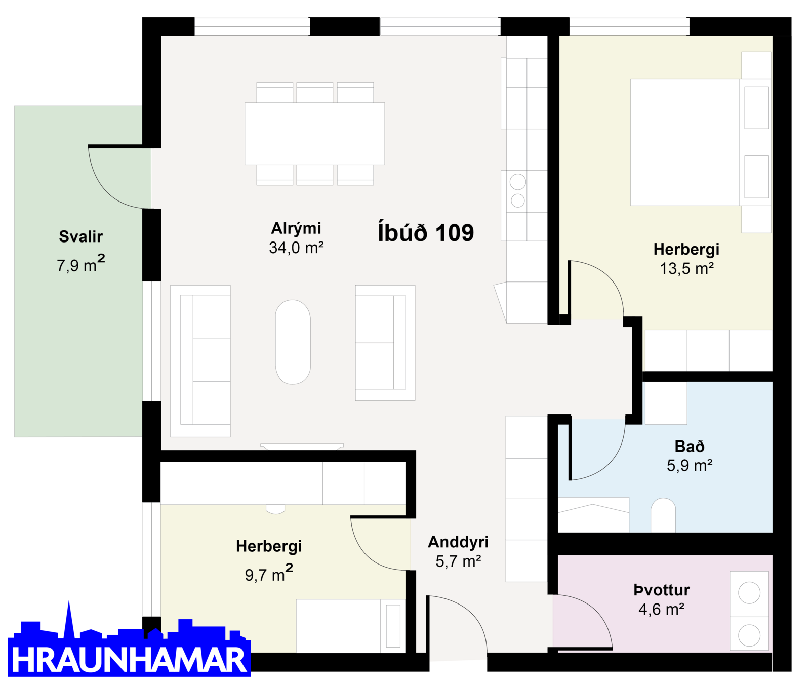 Fjölbýlishús - Baughamar 7 íb. 109 - View 2